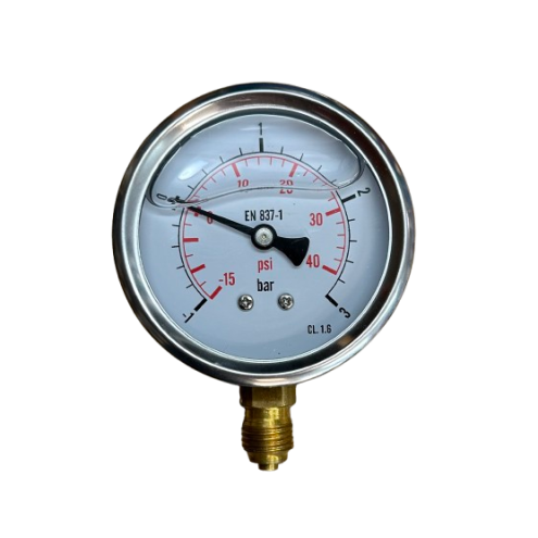 Glycerin-Manometer senkrecht, 63mm, -1 bis 3 bar