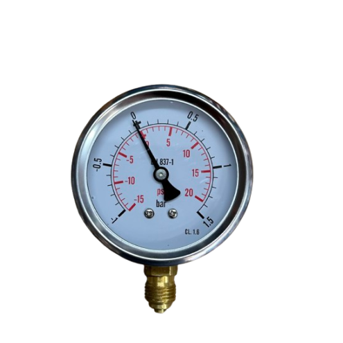 Glycerin-Manometer senkrecht, 63mm, -1 bis 1,5 bar