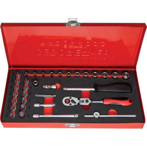 Gedore red 1/4"-33-teiliges Steckschlüsselset im Stahlblechkasten