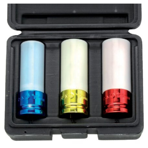 3-tlg. Kraftstecknuss-Satz SW 17-21, lang, für Pkw-Alu-Räder, 1/2",12,5 mm