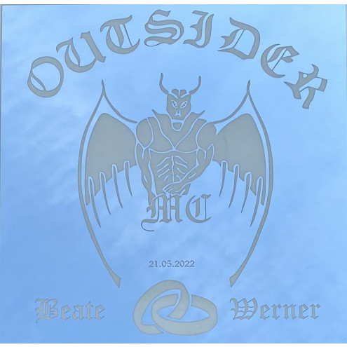 Spiegel mit Lasergravur - Motorad-Club Logo